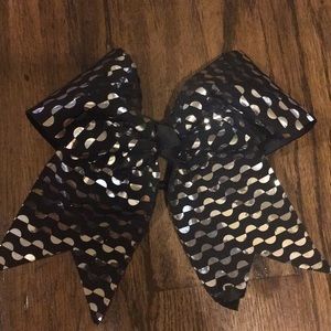 Black and Silver Cheer Bow